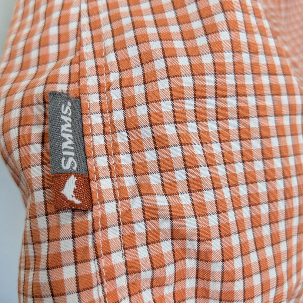 Simms Orange and White Gingham Button-Down Shirt - image 10